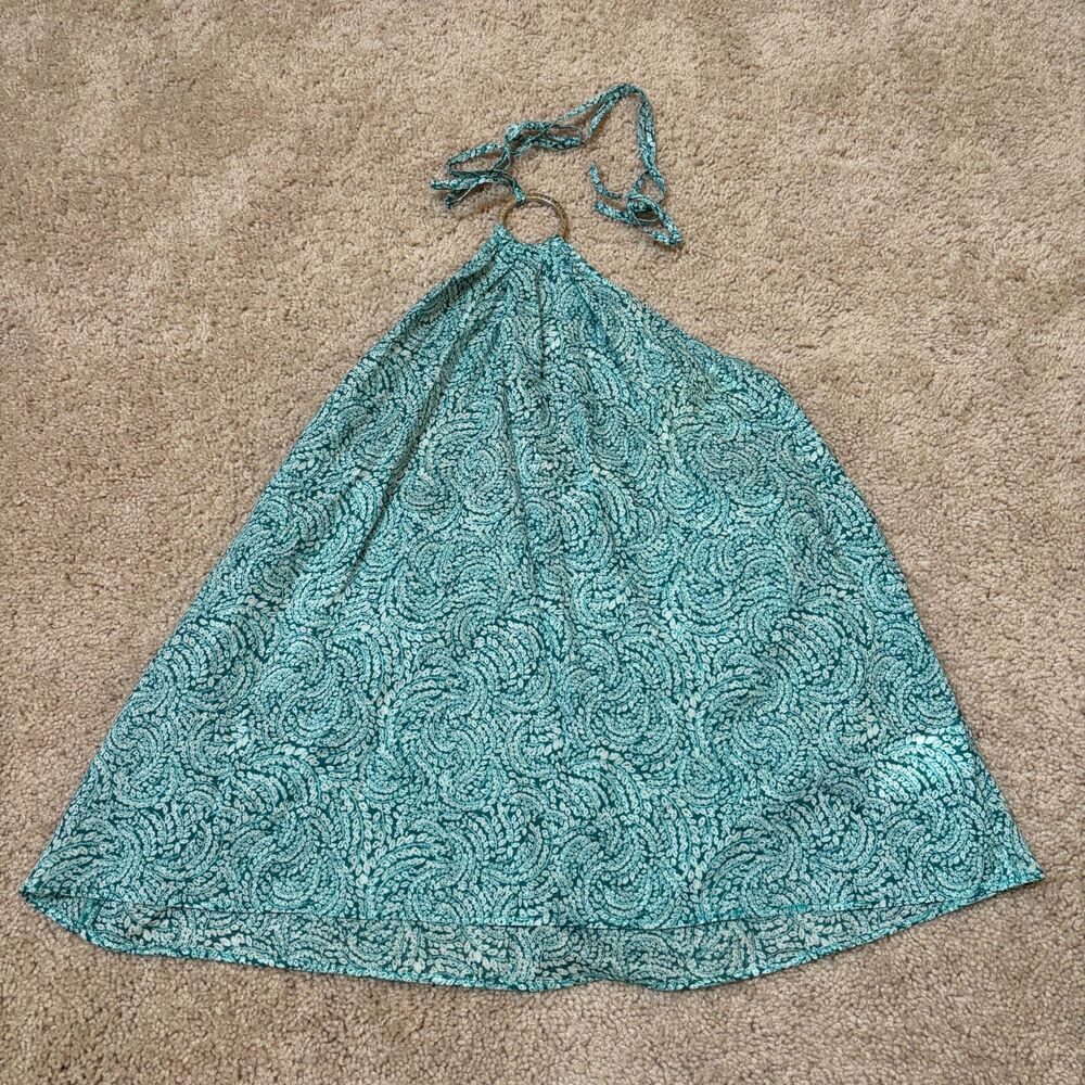 Michael Kors Turquoise Paisley Print Halter Top Women's XL NWT
